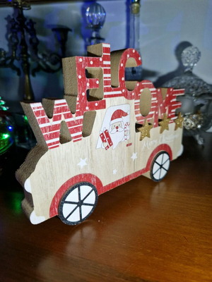 Christmas wooden decoration with Santa Claus new