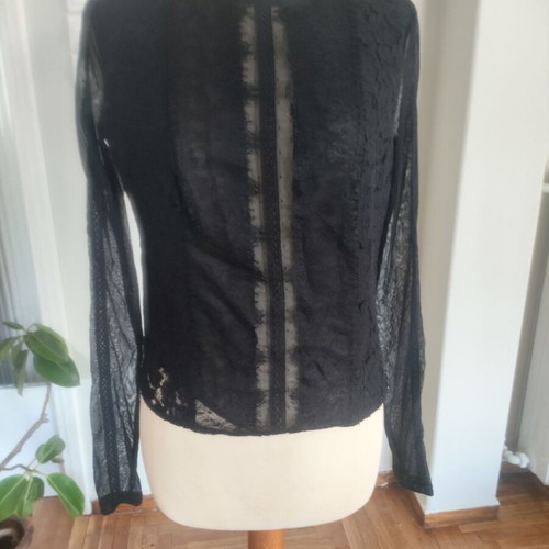 Guess Black Blouse S/M Like New With Transparent Sleeves