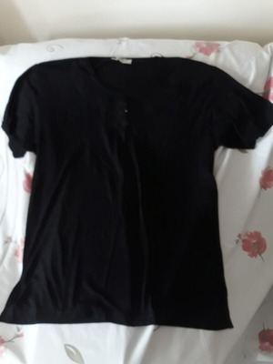 Henley short sleeve black women's blouse like new, size L