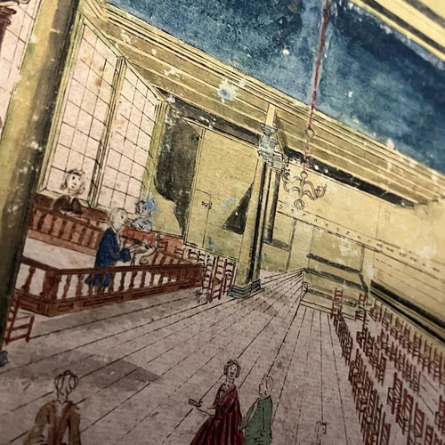 Old painting used, 18th century with detail and precision