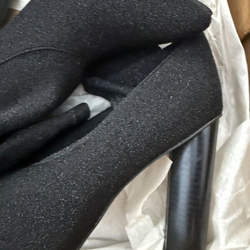JK London ankle boots, size 37, black lurex texture