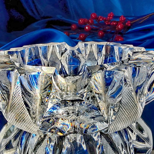 Vintage crystal ashtrays set of 2, lead crystal Bohemia, like new