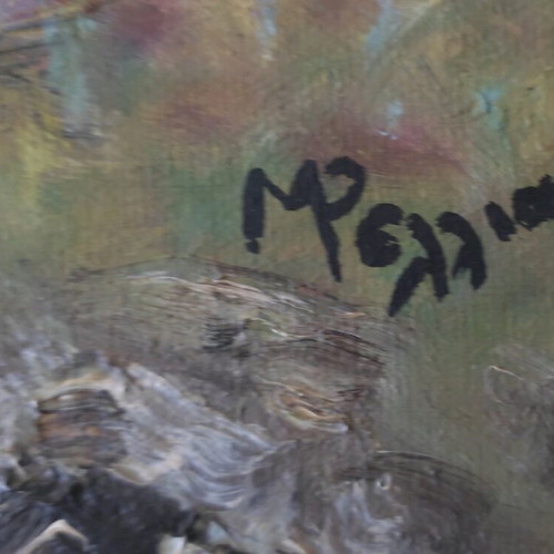 Signed painting used with embossed texture 104x53cm