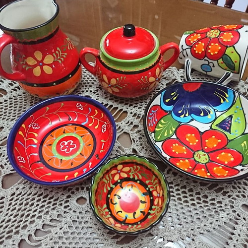 Ceramic serving set handmade, like new, Spanish style