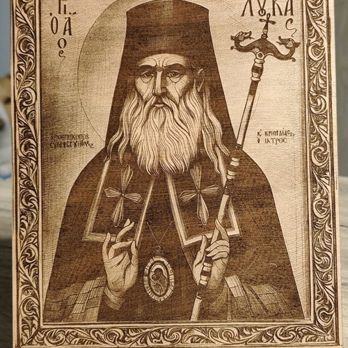 Wooden icon of Saint Luke the Physician new with embossed engraving