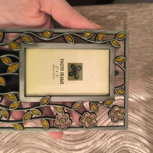 Carved photo frame like new with colorful stones