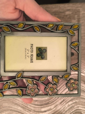 Carved photo frame like new with colorful stones