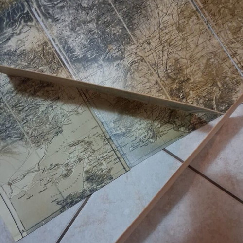 Attica map used, 9 pieces thick cardboard, 94x77 cm