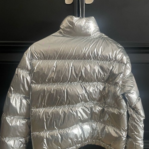 Moncler puffer jacket silver like new, 90% down 10% feather, size 140 cm