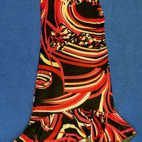Dress with Spaghetti Straps like new, black and red, asymmetrical ruffle