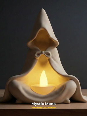 Mystic Monk 3D Printed LED Candle Holder new