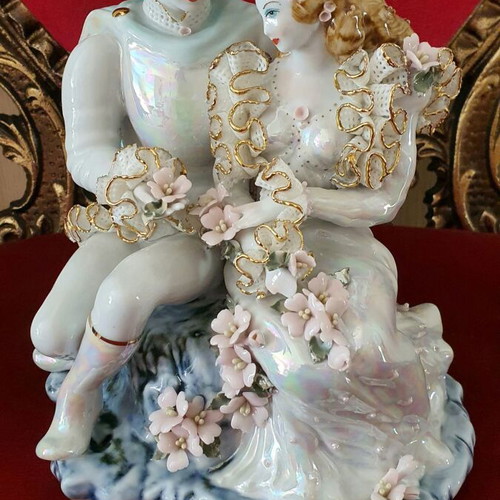 Vintage decorative porcelain couple handmade, like new