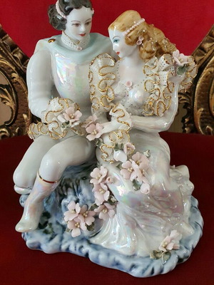 Vintage decorative porcelain couple handmade, like new