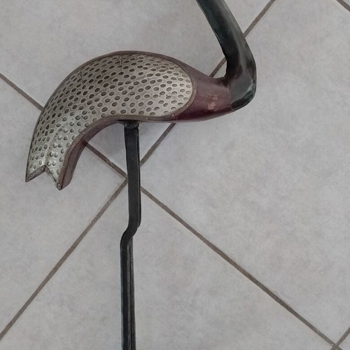 Decorative wooden and metal bird figurine