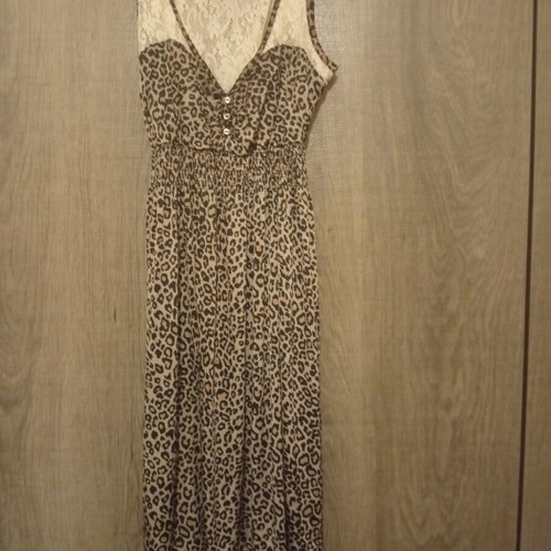 Dress beige and brown, like new, size L 40 12