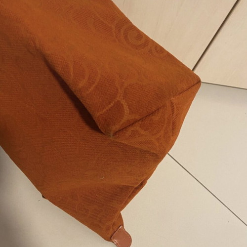 Longchamp orange tote bag shoulder used, soft velvet texture