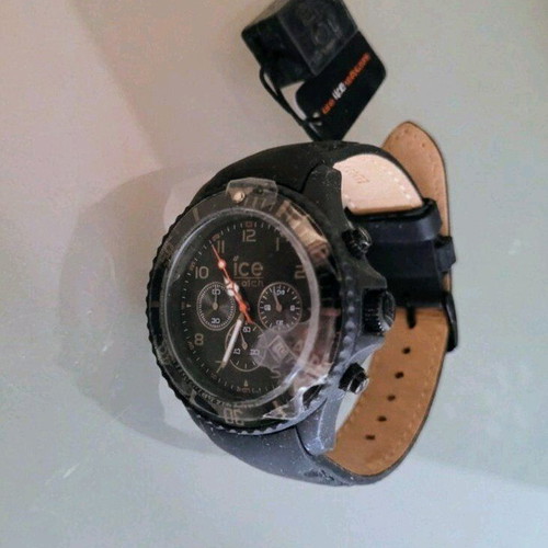 Ice-Watch Men's Chronograph Black Leather Strap watch used