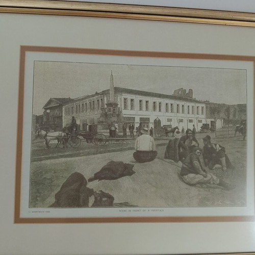 Painting Scene in Front of a Fountain Thessaloniki 1888 like new