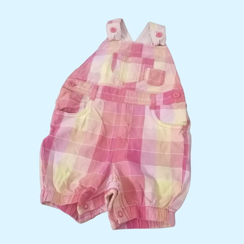 Baby summer romper pink and yellow plaid, like new
