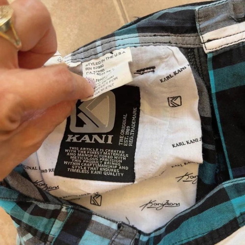 Karl Kani Plaid Shorts Size 28, vintage Y2K hip hop skate