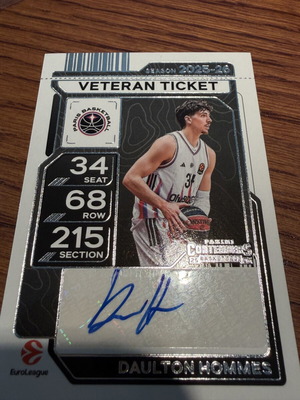 2025-26 Contenders EuroLeague Veteran Season Ticket Stub Auto Daulton Hommes new