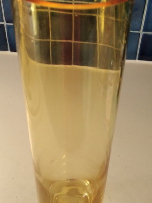 Ionian crystal vase used, 30 cm height, yellow