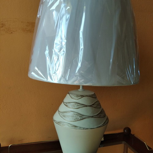Table lamp ceramic new with golden brushstrokes and lampshade