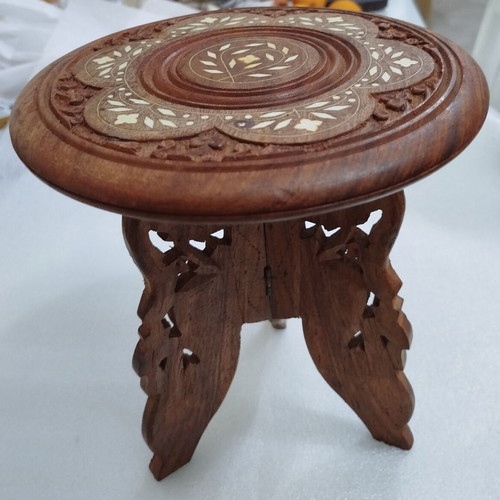 Wooden carved table used, decorative 25 cm height