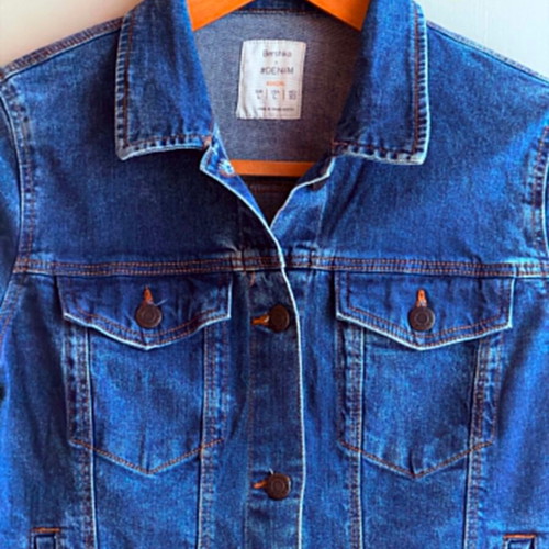 Bershka women's denim jacket size L like new, blue
