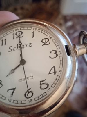 Scharz vintage μεταχειρισμένο ρολόι τσέπης, quartz, ασημί