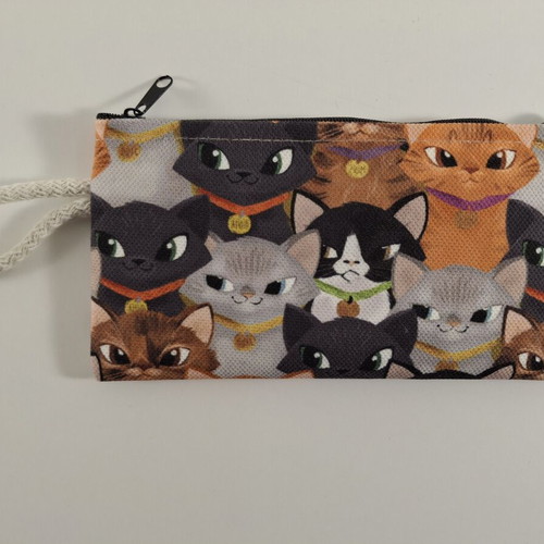 Handmade wallet with cat design, multicolor, new