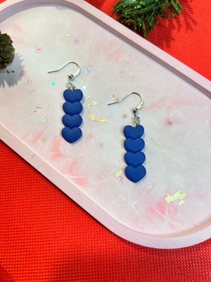 Heart earrings new, handmade from polymer clay and steel