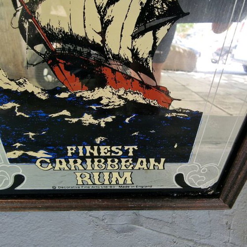 Vintage Pub Mirror Captain Norton Finest Caribbean Rum used