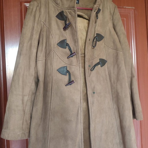 Anonima Montgomery suede coat size S like new, beige with fur lining
