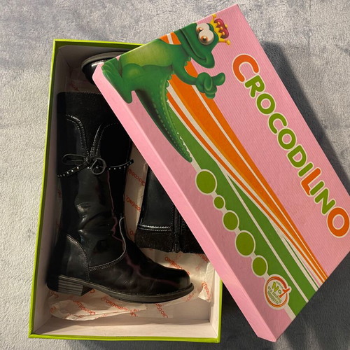 Crocodilino kids leather boots used, size 27, black