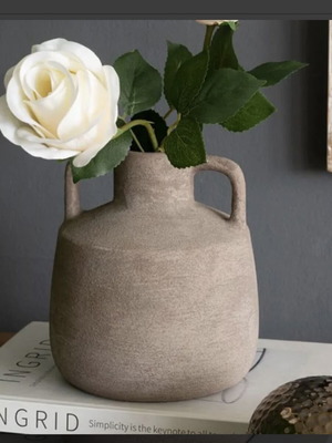 Modern ceramic vase with handle, beige sagré, pack of 12, like new