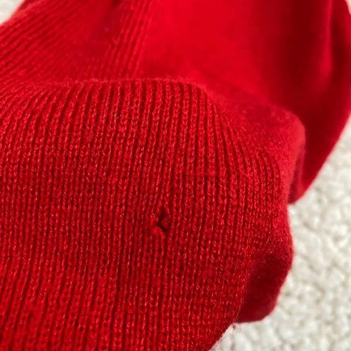 Knitted red scarf used, 150 cm length