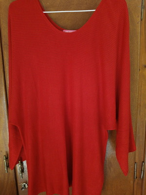 Πλεκτή μπλούζα Pink Woman κόκκινη, σαν καινούργια, μέγεθος XL