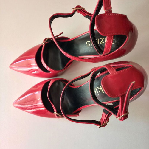 Bozikis red stiletto heels with straps new, size 38