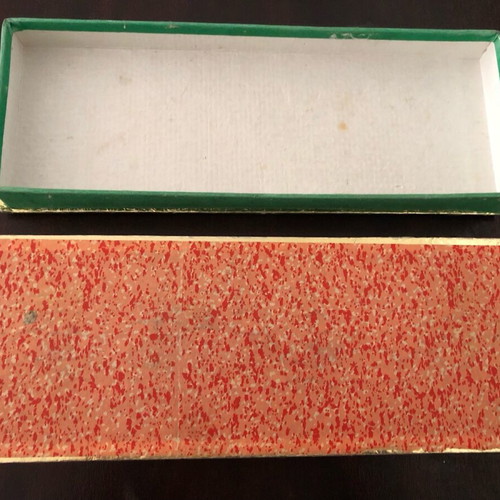 Old box used with B. Ntondos logo made of paper and velvet