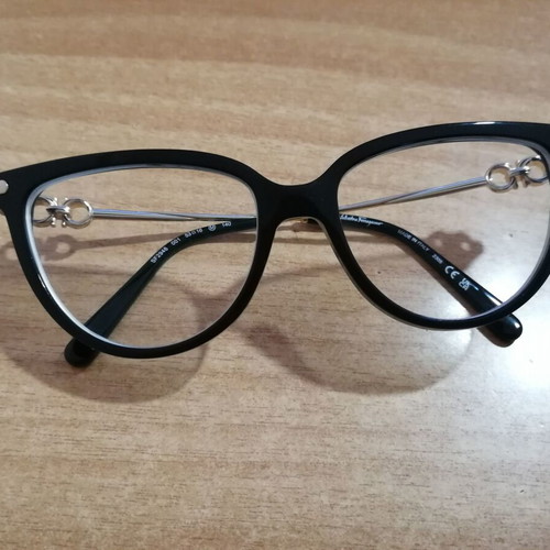 Salvatore Ferragamo cat eye eyeglasses new, black and silver