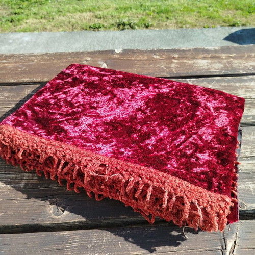 Velvet vintage bedspread with fringes needing repair