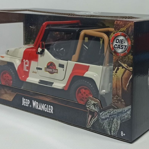Jada Toys 2022 Jurassic Park 1992 Jeep Wrangler 1:24 Die-Cast Toy Car New