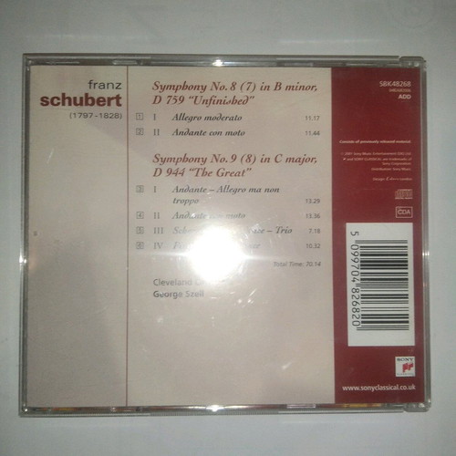 Franz Schubert Symphony n.8 & n.9 CD used, classical