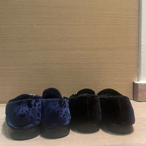 Loafers Bershka used, velvet blue and black, size 39, 2 pairs
