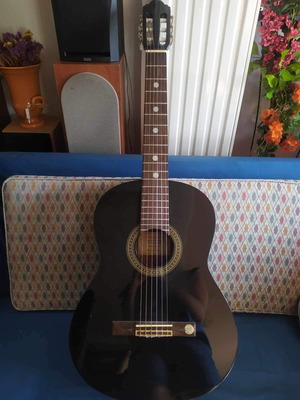 Miguel Almeria guitar used, black classic 4/4 size