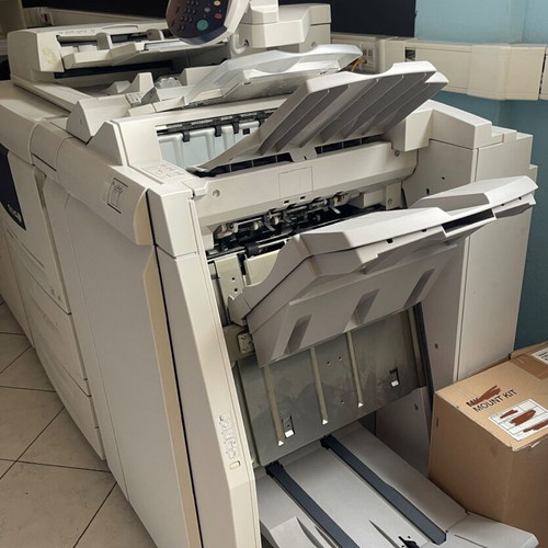 Xerox 4127 used production printer with finisher stapling and spiral