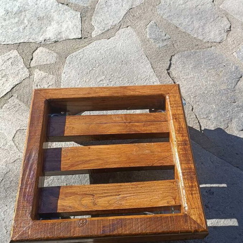 Wooden Chestnut Plant Pot Base 32x32cm with Optional Wheels