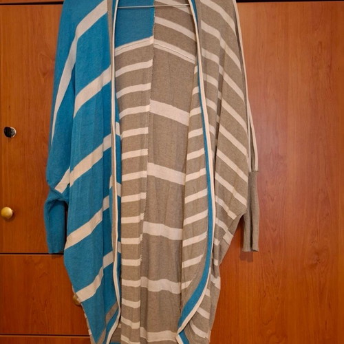 Pianura Studio Long Cardigan one size like new, white and blue