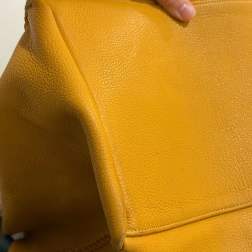 Callista grained leather tote large size used, yellow